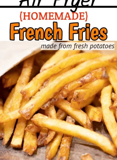 Crispy homemade French fries cooked in an air fryer