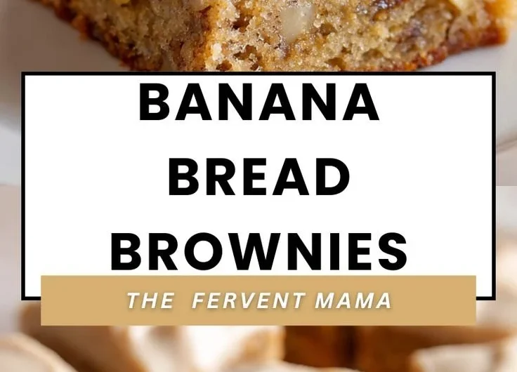 Freshly baked banana bread brownies with chocolate chips and walnuts