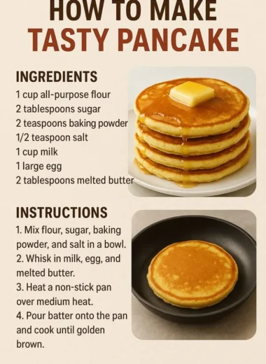 Stack of fluffy pancakes served with syrup and berries on a plate