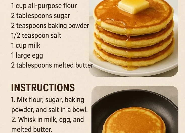 Stack of fluffy pancakes served with syrup and berries on a plate