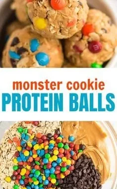 Delicious homemade protein balls resembling monster cookies, healthy snack recipe.