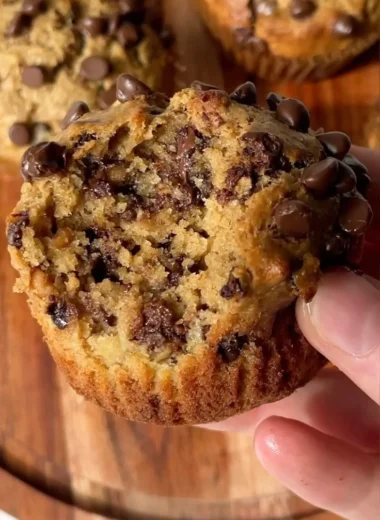 Healthy peanut butter banana muffins fresh out of the oven