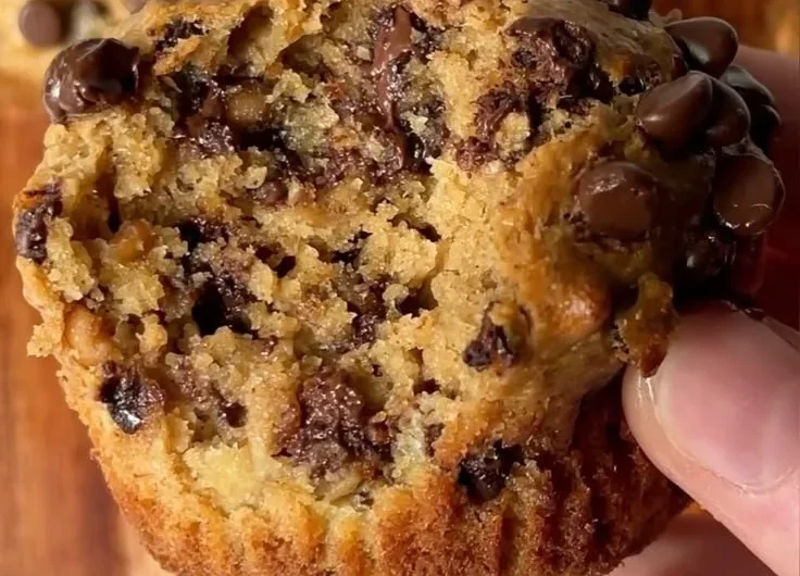 Healthy peanut butter banana muffins fresh out of the oven