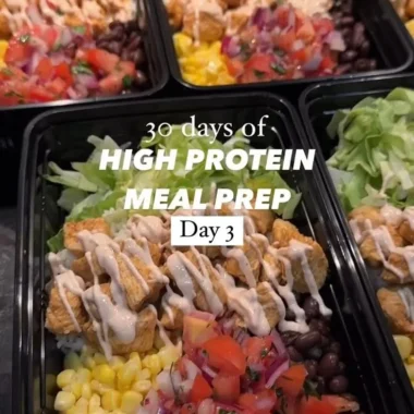 High protein chicken meal prep containers ready for healthy eating