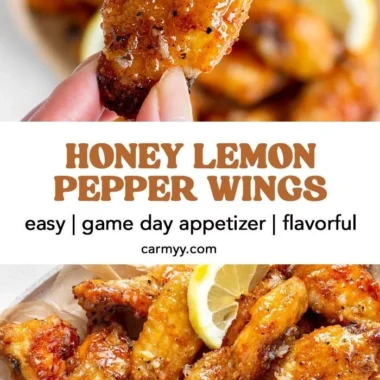 Delicious honey lemon pepper wings garnished and ready to serve