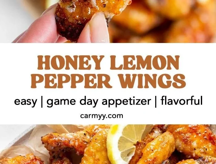 Delicious honey lemon pepper wings garnished and ready to serve