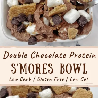 Protein S'mores with chocolate, marshmallows, and graham crackers for a healthy snack