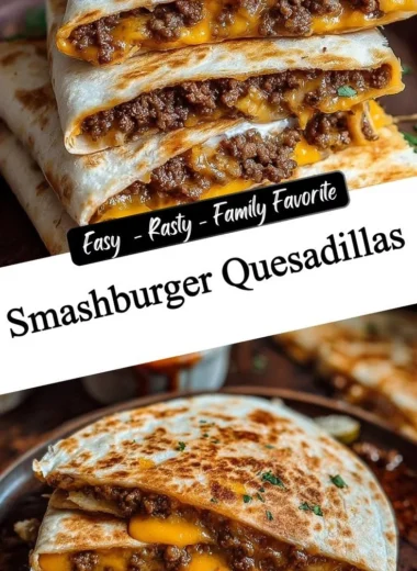 Smashburger Quesadillas with melted cheese and fresh ingredients