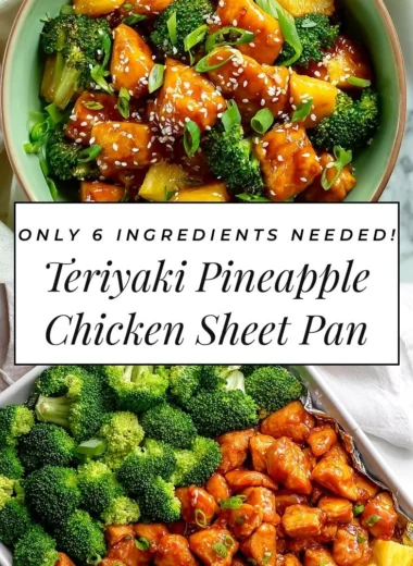 Sweet sheet pan pineapple chicken with broccoli roasted for a healthy dinner