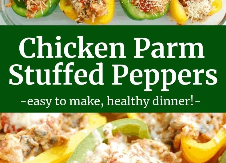 Delicious Chicken Parm stuffed peppers ready to be served.