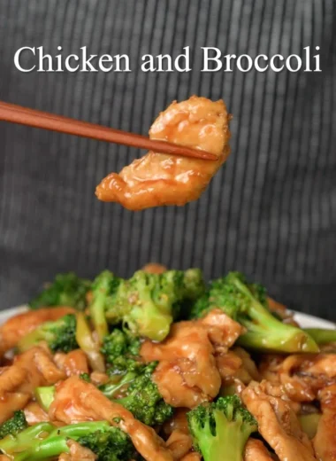 Delicious Chinese chicken broccoli stir fry served in a bowl
