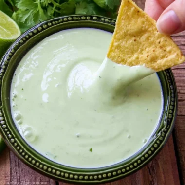 Delicious cilantro lime cream served in a bowl