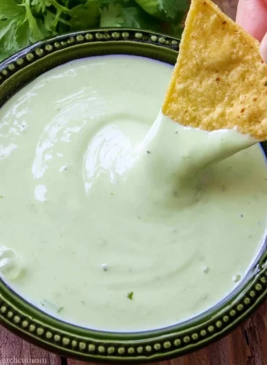 Delicious cilantro lime cream served in a bowl