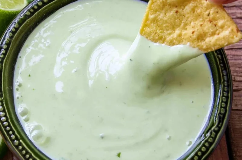 Delicious cilantro lime cream served in a bowl