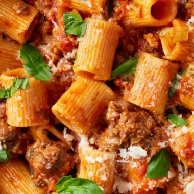 Delicious plate of Classic Bolognese pasta with rich meat sauce