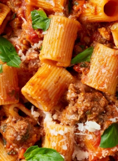 Delicious plate of Classic Bolognese pasta with rich meat sauce