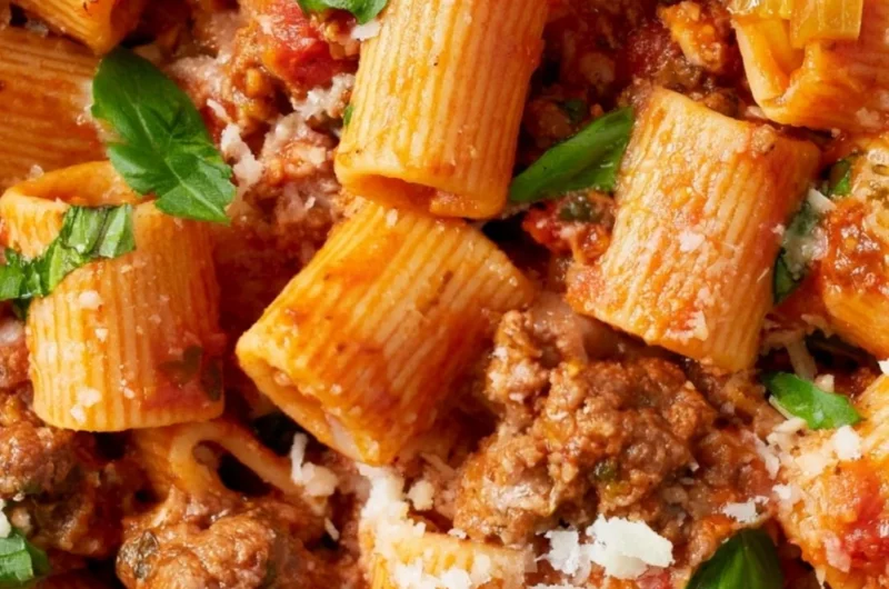 Delicious plate of Classic Bolognese pasta with rich meat sauce