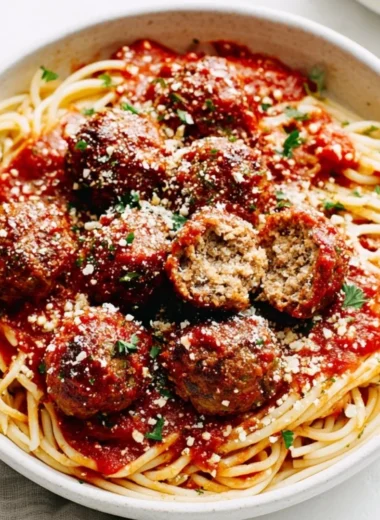 Plate of classic Italian-American style meatballs served with marinara sauce