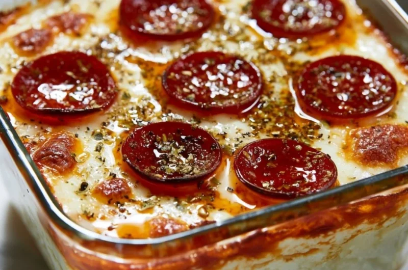 Healthy Cottage Cheese Pizza Bowl with fresh toppings and melted cheese