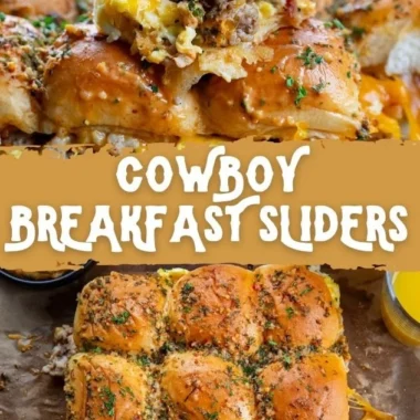 Delicious Cowboy Breakfast Sliders with eggs, bacon, and cheese