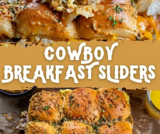 Delicious Cowboy Breakfast Sliders with eggs, bacon, and cheese