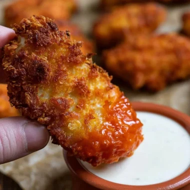 Delicious Air Fryer Buffalo Chicken served with a side of dipping sauce