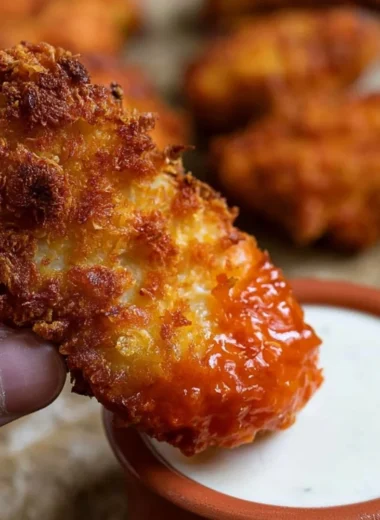 Delicious Air Fryer Buffalo Chicken served with a side of dipping sauce