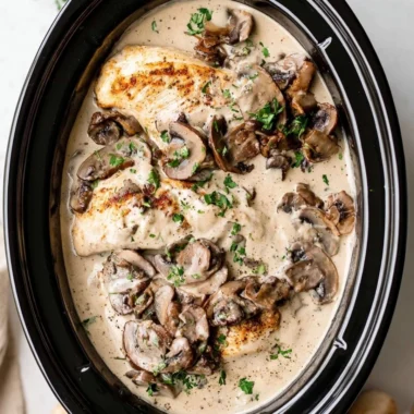 Cozy easy mushroom chicken served with herbs and spices