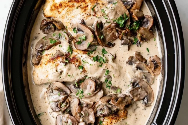 Cozy easy mushroom chicken served with herbs and spices