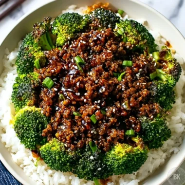 Cozy hamburger meat and broccoli dish served in a bowl