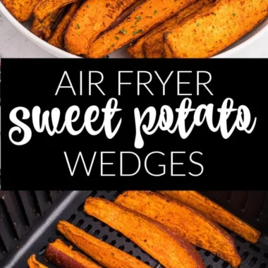 Crispy air fryer sweet potato wedges on a plate
