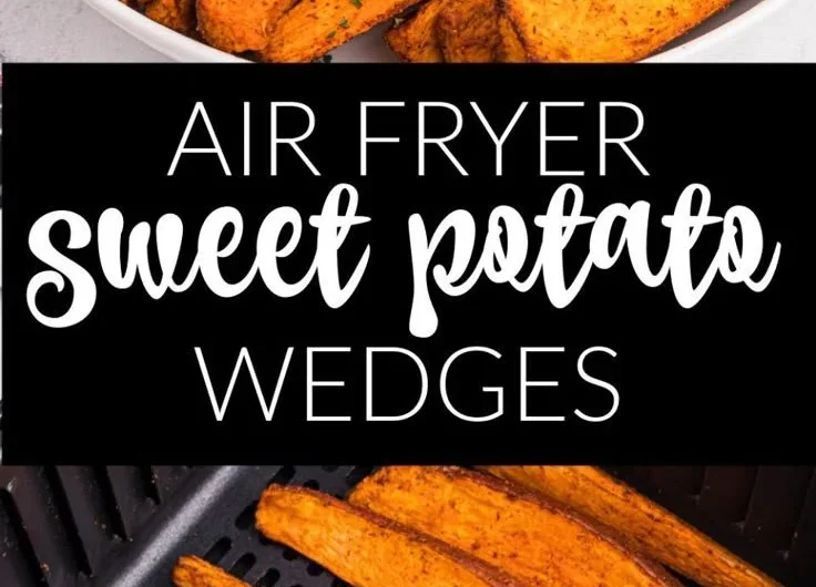 Crispy air fryer sweet potato wedges on a plate
