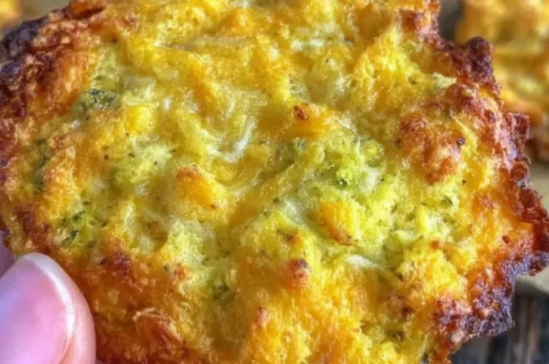 Crispy broccoli cheddar rounds served on a plate as a healthy snack