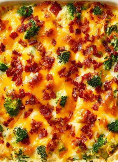 Easy low carb chicken casserole dish baked and ready to serve