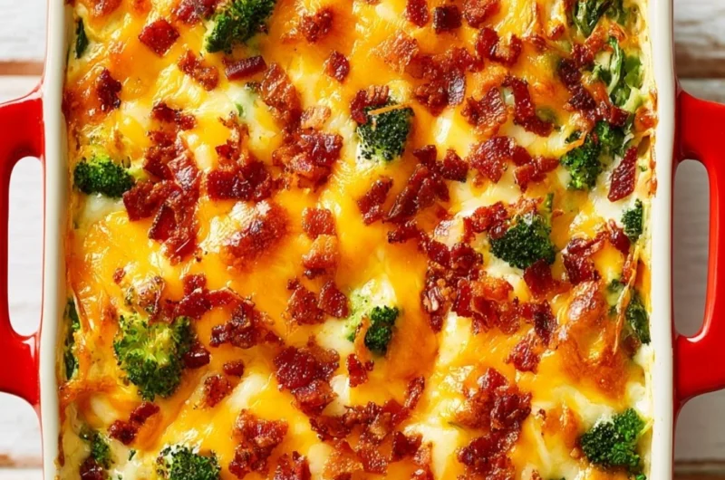 Easy low carb chicken casserole dish baked and ready to serve