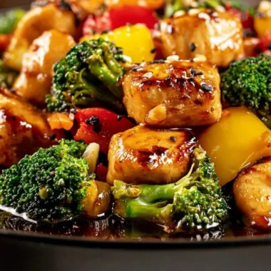 Flavorful Blackstone Griddle chicken stir fry with colorful vegetables