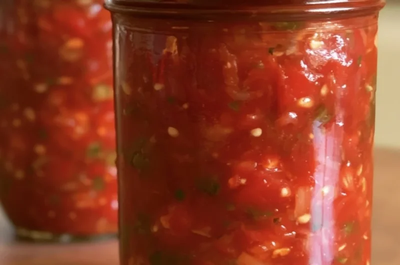 Bowl of fresh homemade salsa with vibrant tomatoes and herbs