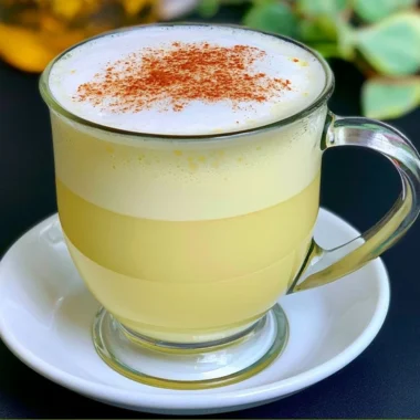 Honey Chamomile Tea Latte with frothy milk and honey drizzle