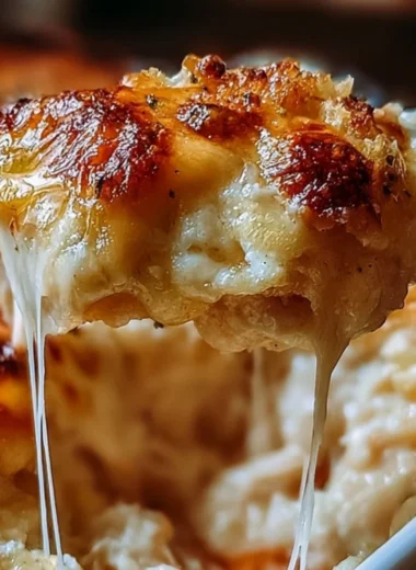 Cheesy high protein chicken parmesan casserole served with fresh herbs