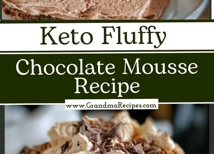 Keto Fluffy Chocolate Mousse dessert in a glass with whipped cream on top.
