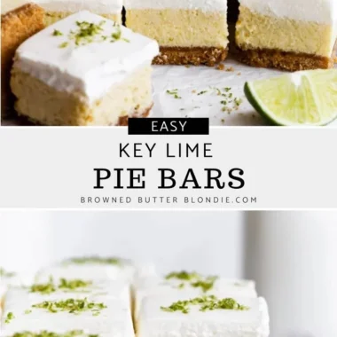 Delicious Key Lime Pie Bars served on a plate with lime garnish.