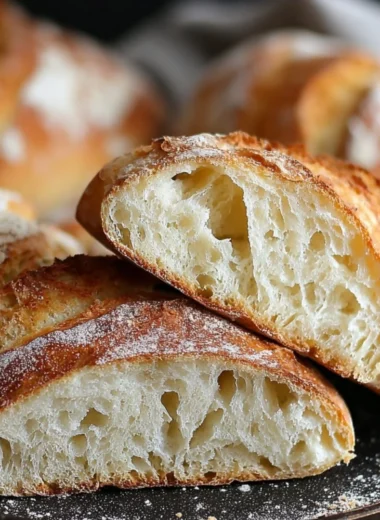 Homemade rustic Italian crusty bread fresh out of the oven