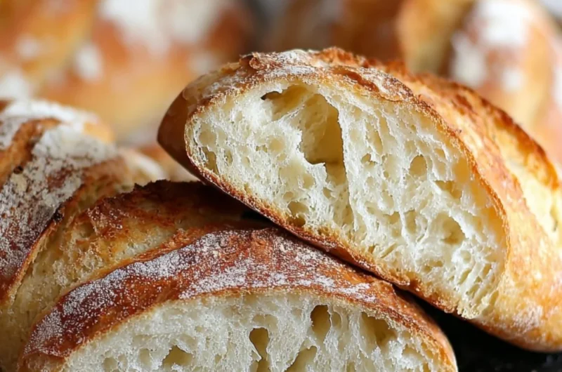 Homemade rustic Italian crusty bread fresh out of the oven
