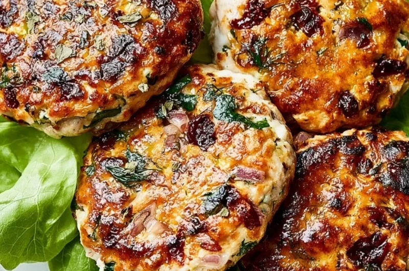 Savory Greek chicken burgers garnished with feta, olives, and fresh vegetables