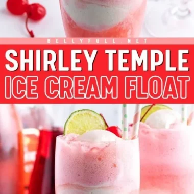 Delicious Shirley Temple Ice Cream Float served in a colorful glass