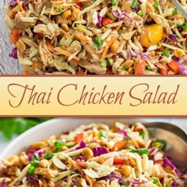 Delicious Thai Chicken Salad with fresh veggies and zesty dressing