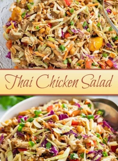 Delicious Thai Chicken Salad with fresh veggies and zesty dressing