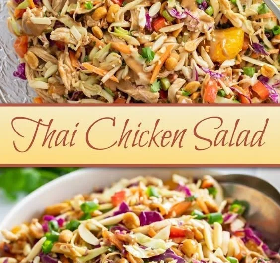 Delicious Thai Chicken Salad with fresh veggies and zesty dressing