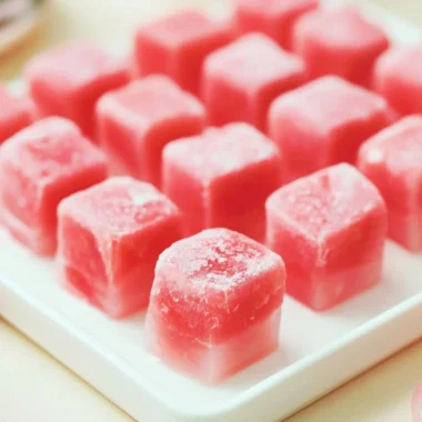 Delicious homemade Watermelon Mochi served on a plate