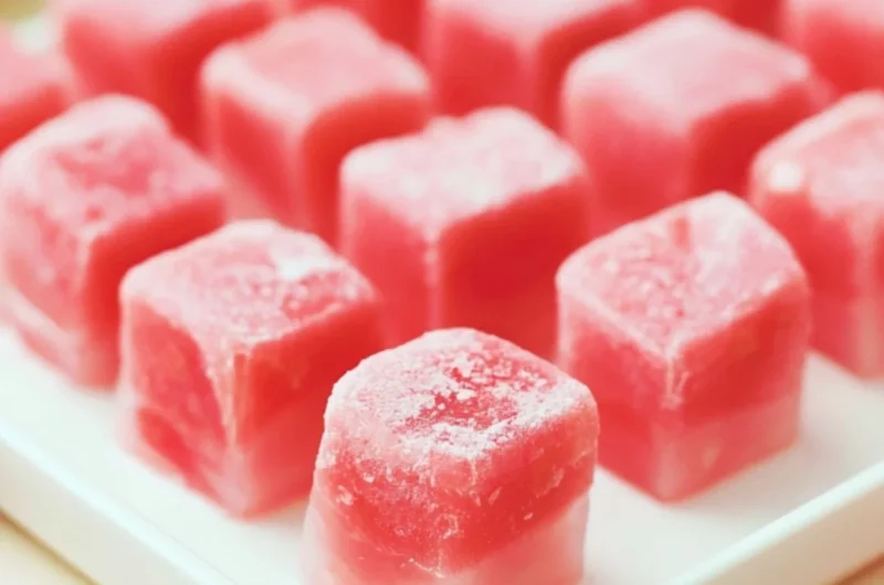 Delicious homemade Watermelon Mochi served on a plate